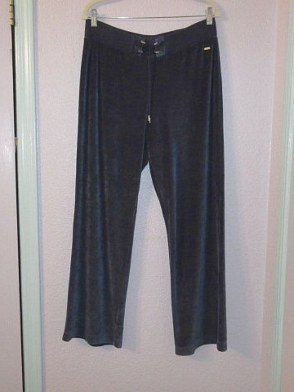Escada Sport Wide Leg Pants Size L Velour Pull On Pocket High Rise Quiet Luxury
